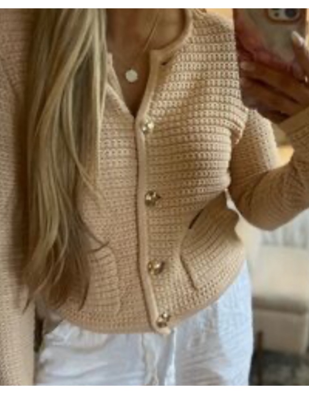 A loves A Beige Wool-Blend Knit Cardigan
